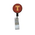 Carolines Treasures Letter T Chevron Garnet and Gold Retractable Badge Reel CJ1048-TBR